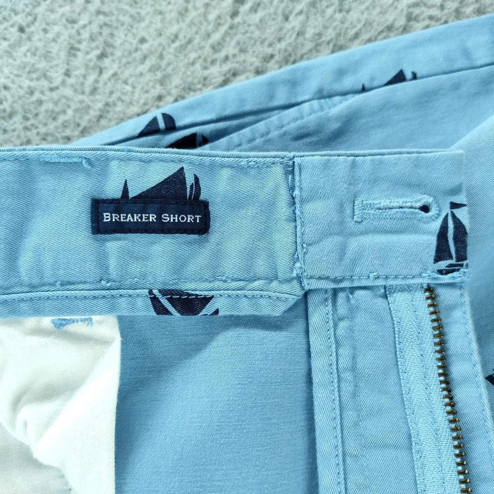 Vineyard Vines Breaker Shorts Mens 36 Light Blue 9 Inch Sailboat Chino Nautical